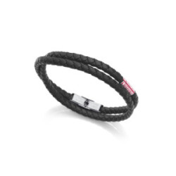 Viceroy Pulsera de hombre Air de acero y piel con doble vuelta color negra