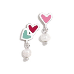 Agatha Ruiz de la Prada Pendientes Corazones y Perlas Degradee