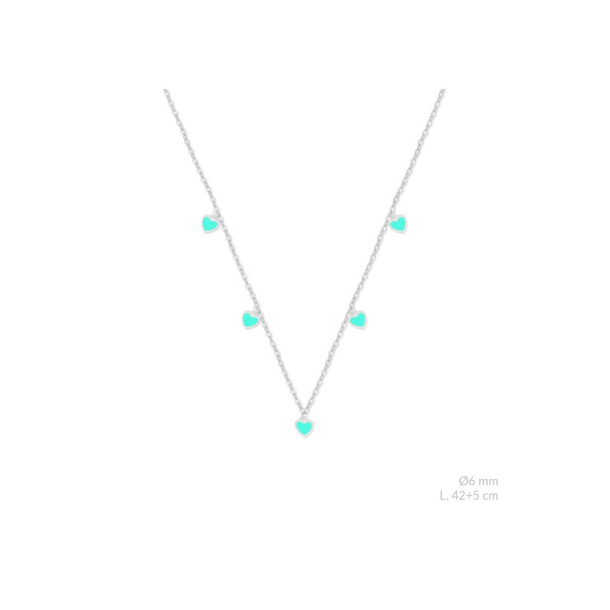 Collar en plata Corazones Esmalte Azul