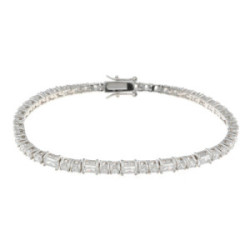 Pulsera plata y circonitas ovaladas