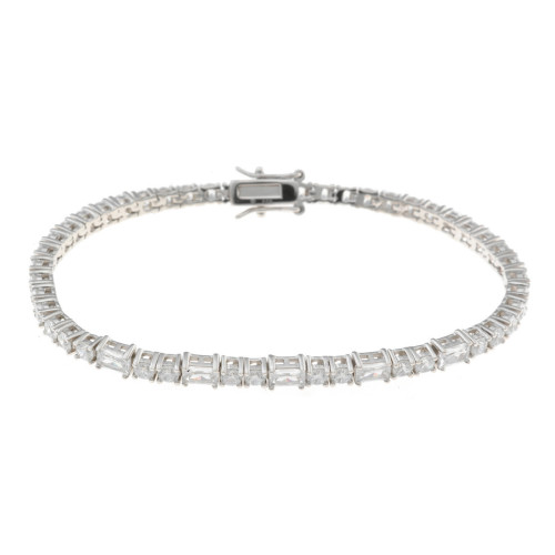 Pulsera plata y circonitas ovaladas