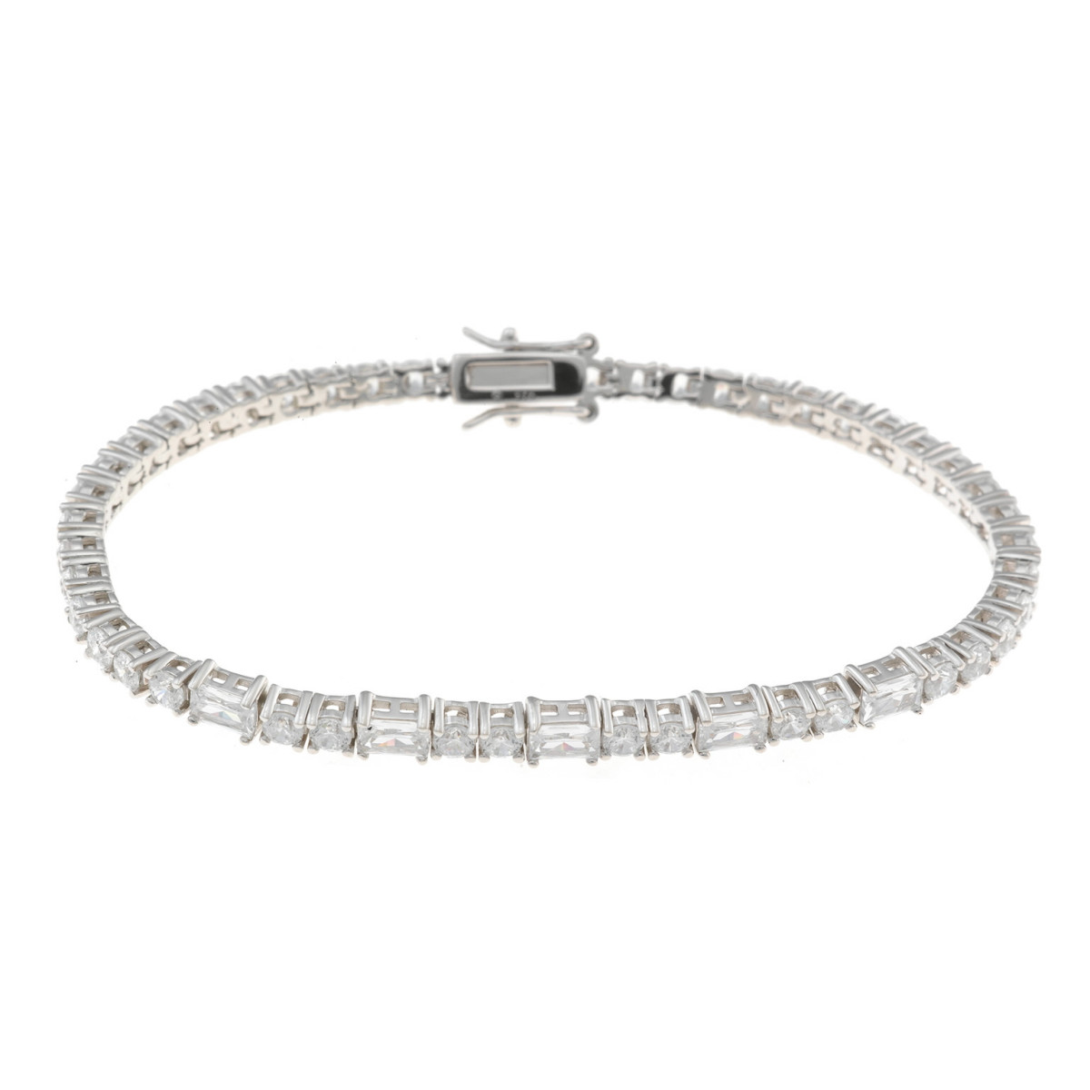 Pulsera plata y circonitas ovaladas