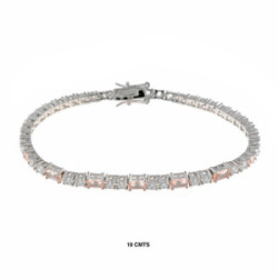 Pulsera de plata con circonita y morganita