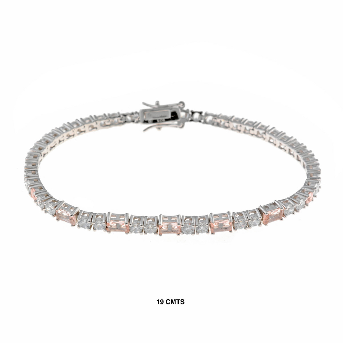 Pulsera de plata con circonita y morganita