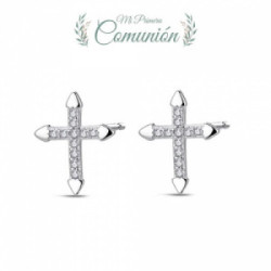 Pendientes Cruz Plata Circonitas