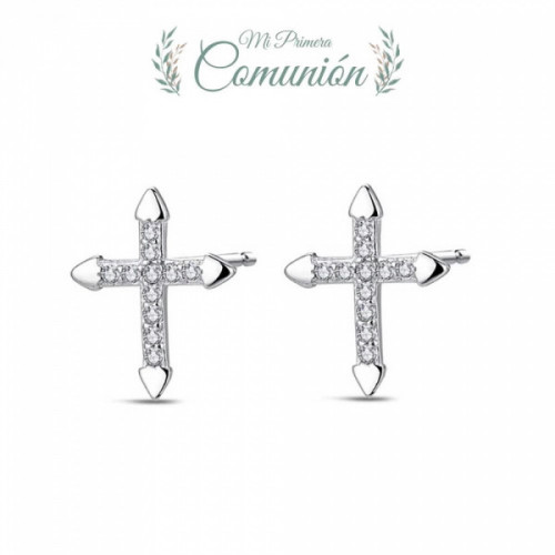 Pendientes Cruz Plata Circonitas