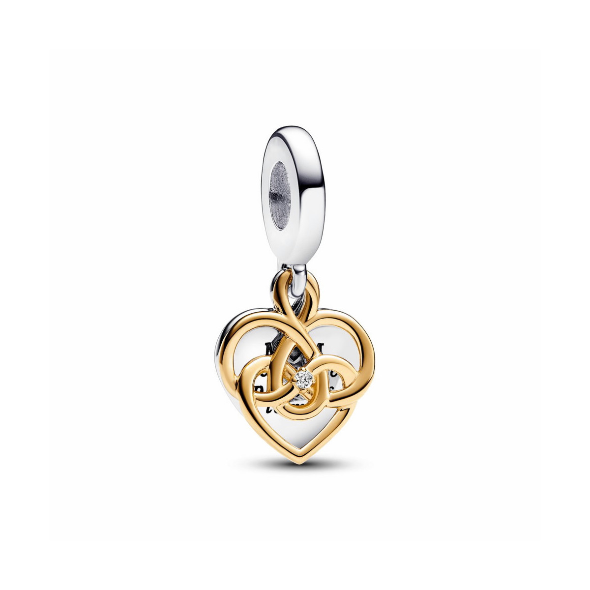Charm Colgante Doble Grabable Mama con un Diamante Sintético Creado en Laboratorio