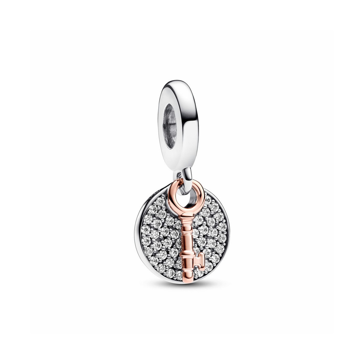 Charm Colgante Doble Llave a la Felicidad en Dos Tonos