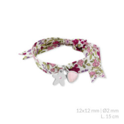 Pulsera Cinta Flores Tela Angelito Plata