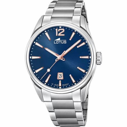 Lotus Reloj Minimalism Hombre Acero Esfera Azul