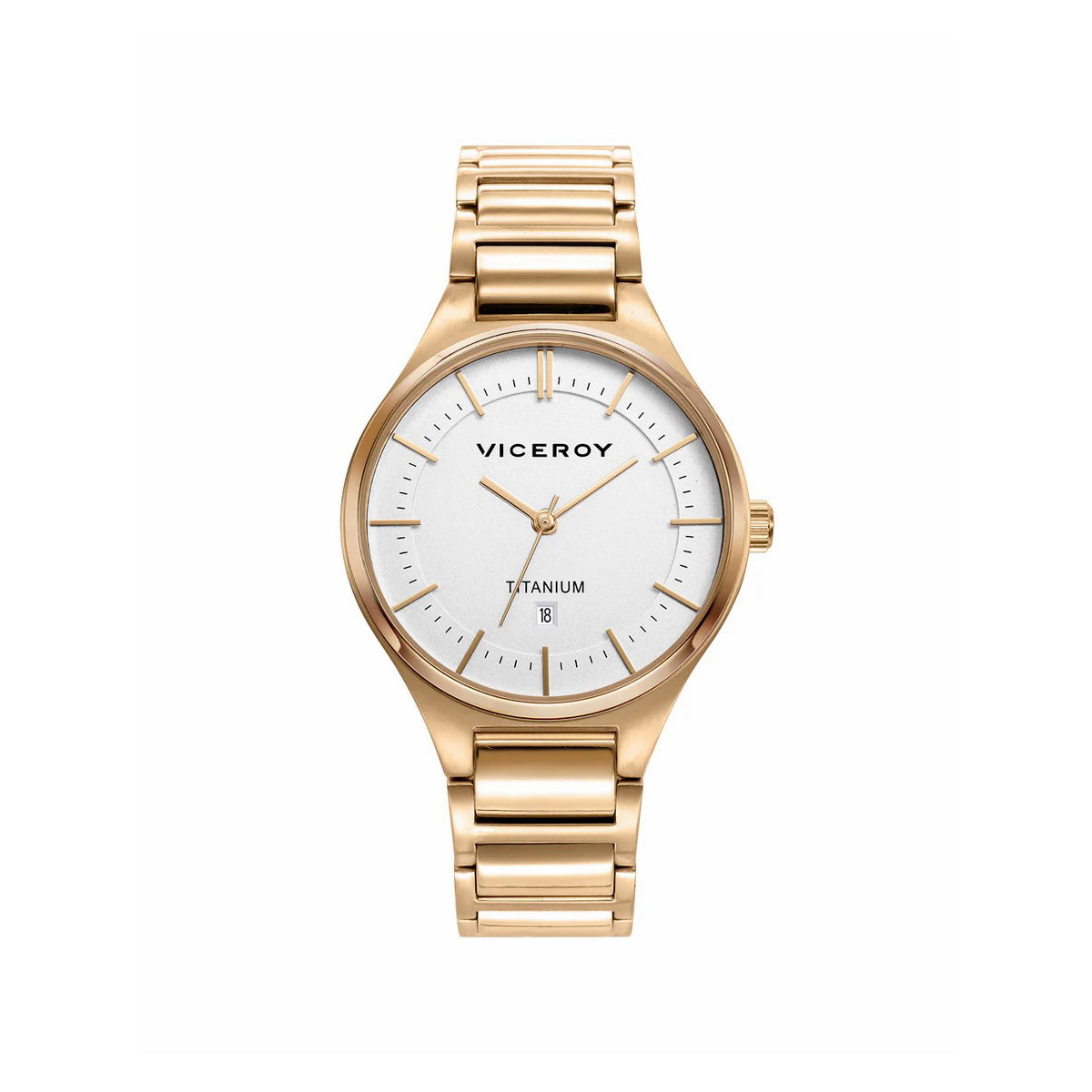 RELOJ DE MUJER GRAND 3 AGUJAS DE TITANIO IP DORADO