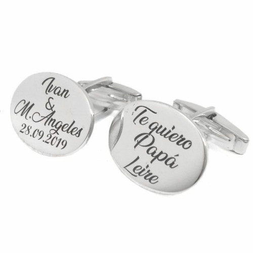 Gemelos en plata de ley Oval Personalizable