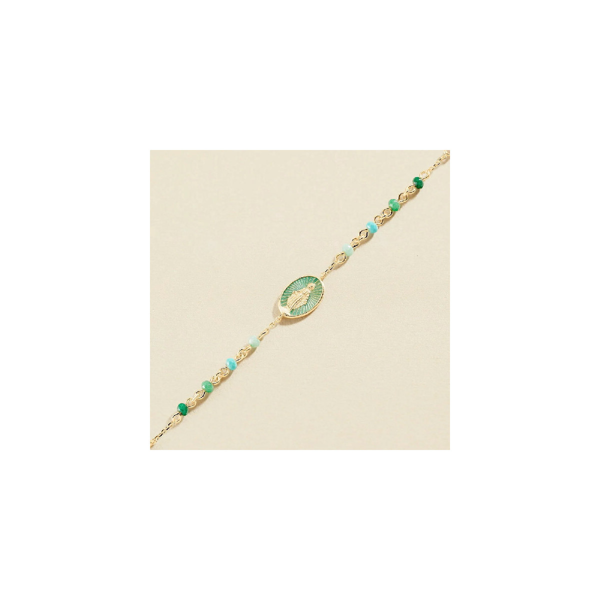 Pulsera de cadena Sunset - Verde / Dorado