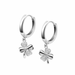 Pendiente Lotus plata aro Trébol