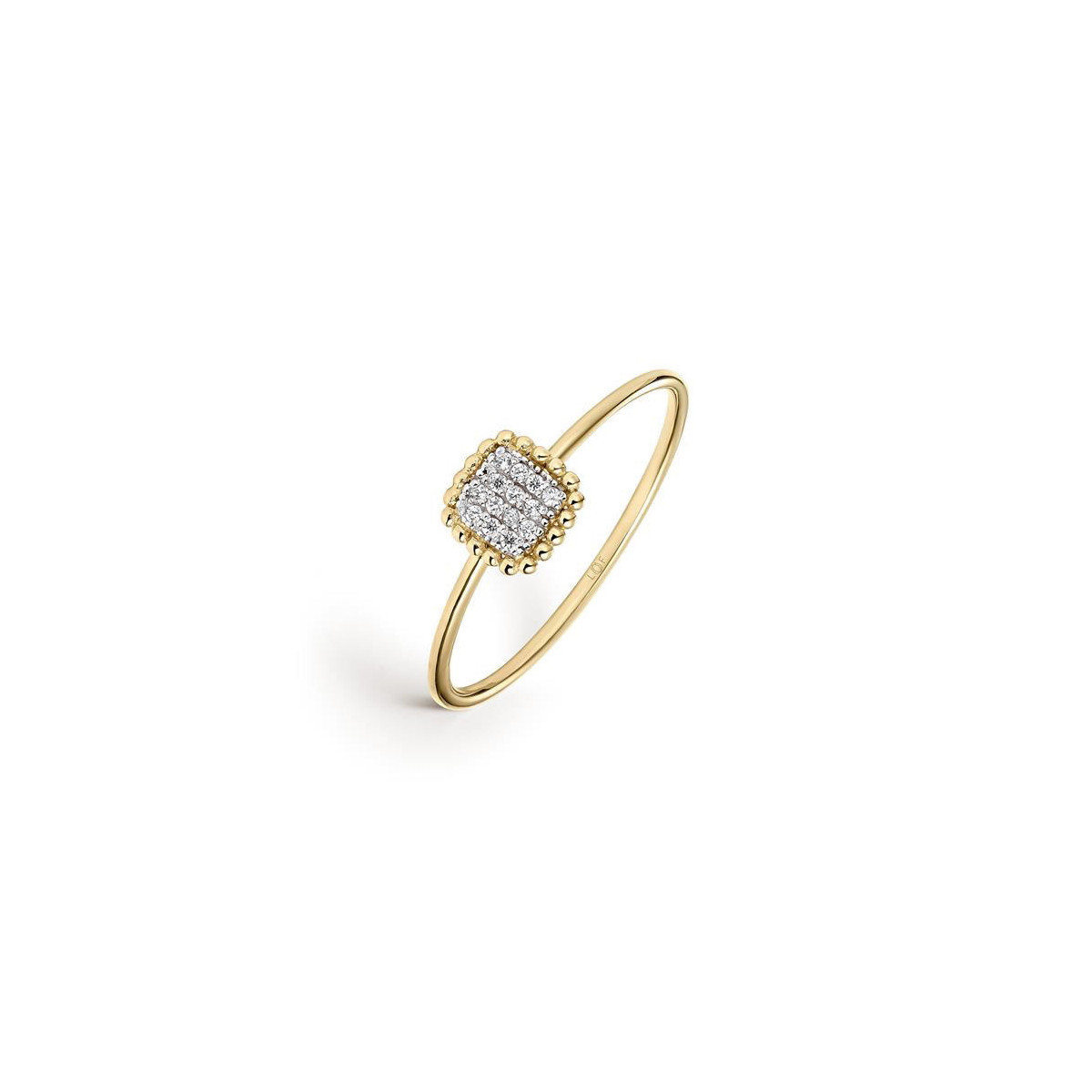 Sortija Oro 18k oro amarillo Cuadrada Pavé Circonitas