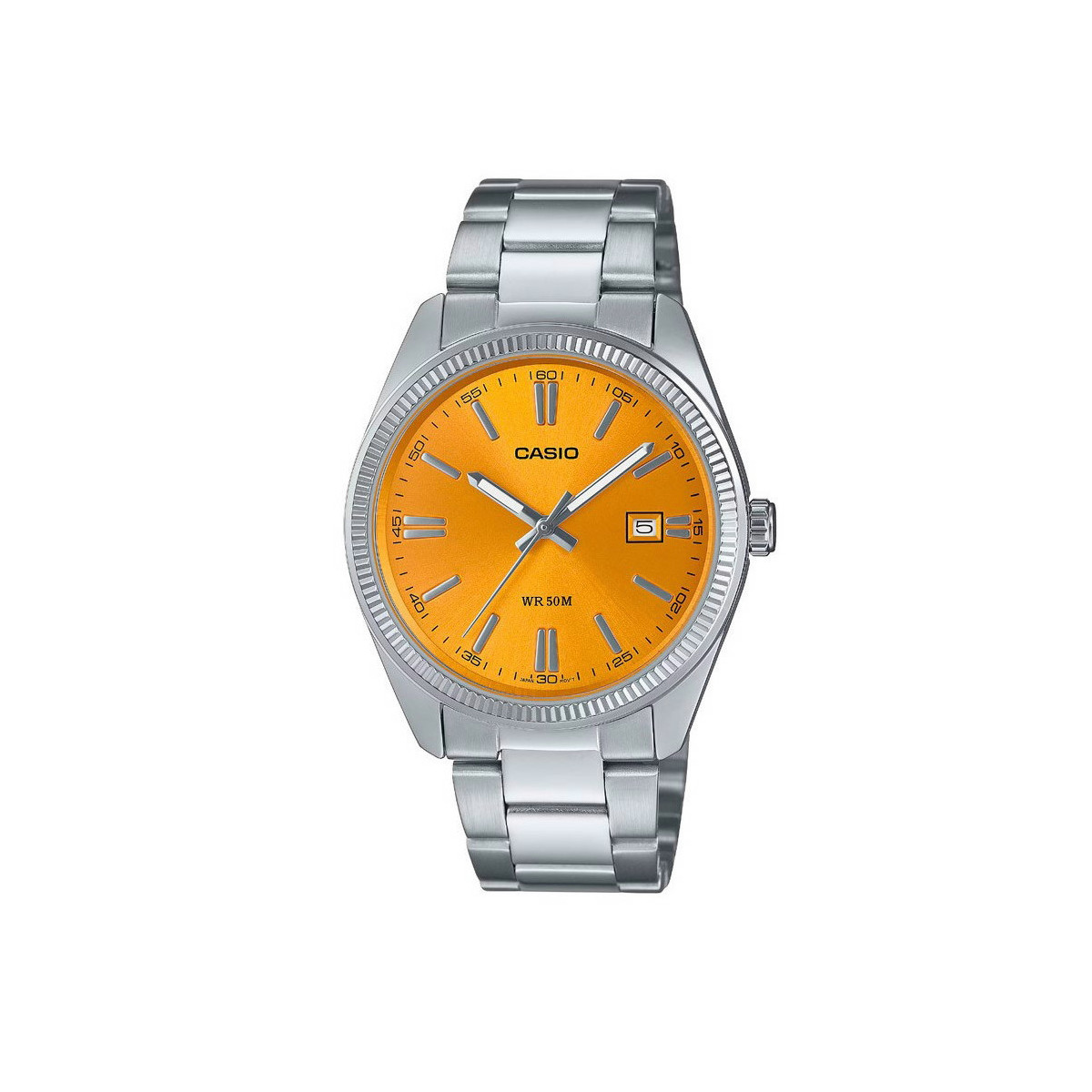 Casio Classic Acero Esfera Naranja