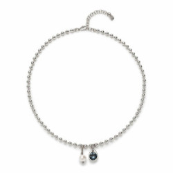 Uno de 50 Collar Esferas Perla Cristal Azul