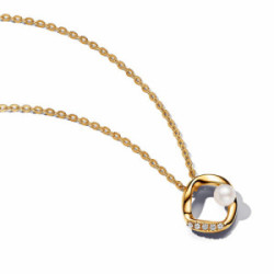 Collar Pandora Círculo Forma Orgánica Perla Cultivada Agua Dulce