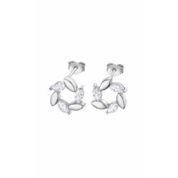 Lotus Silver Pendientes Flor Circonitas