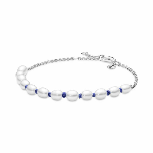 Pulsera Pandora Cordón Azul Con Perlas Cultivadas De Agua Dulce - 591689C01