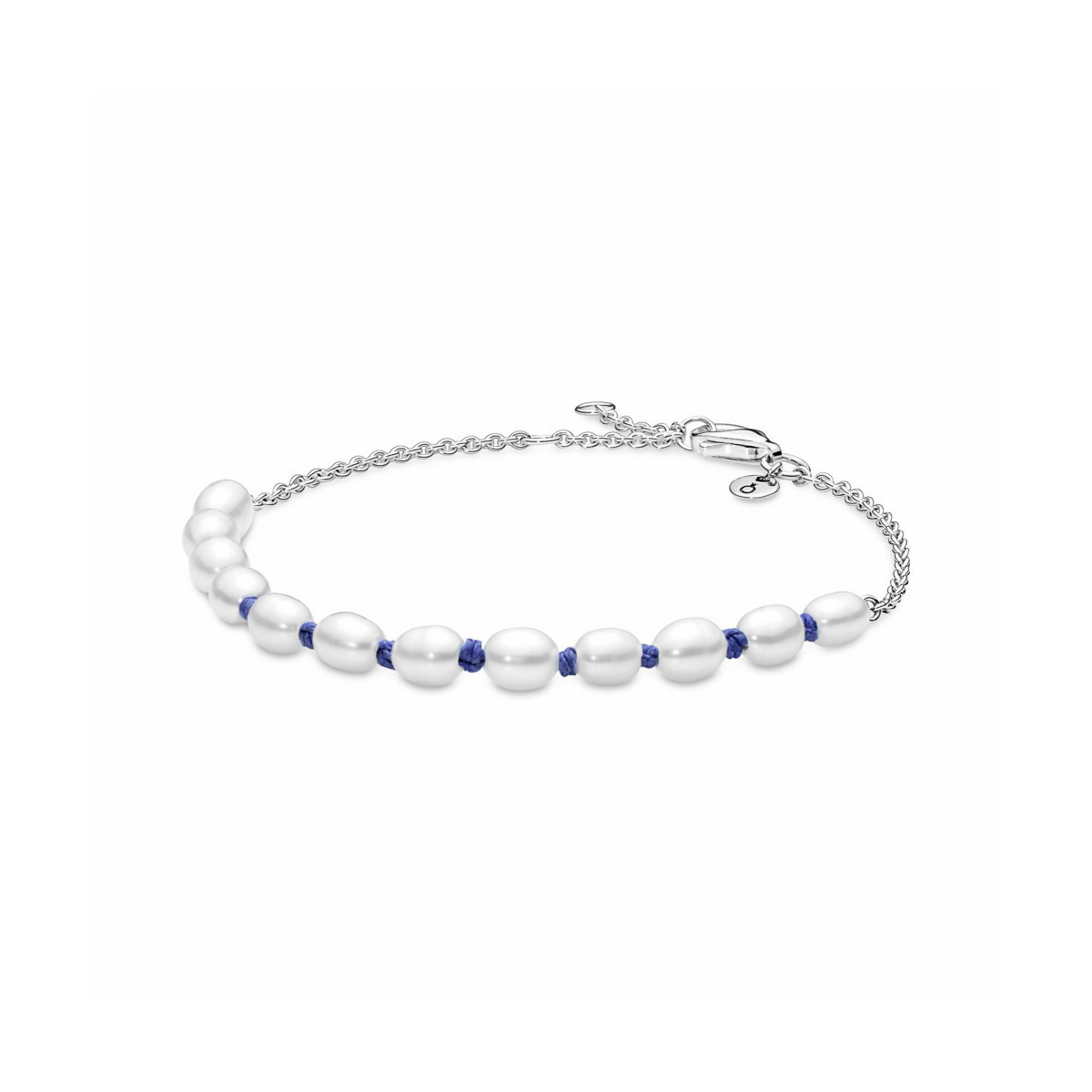 Pulsera Pandora Cordón Azul Con Perlas Cultivadas De Agua Dulce - 591689C01