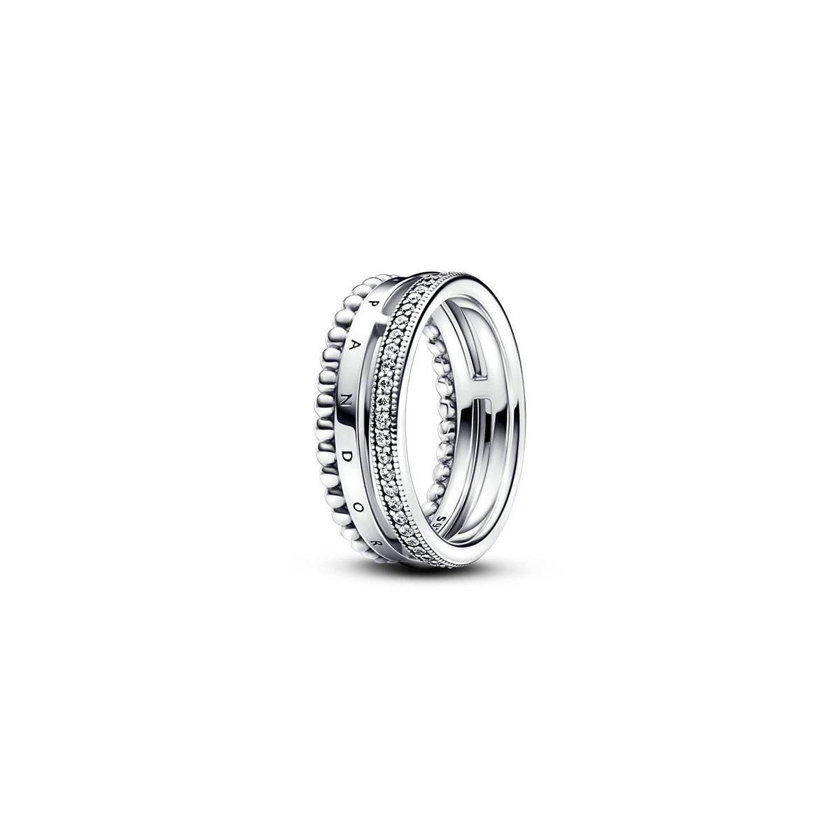 Pandora Anillo Logo Signature Pavé y Cuentas - 192312C01