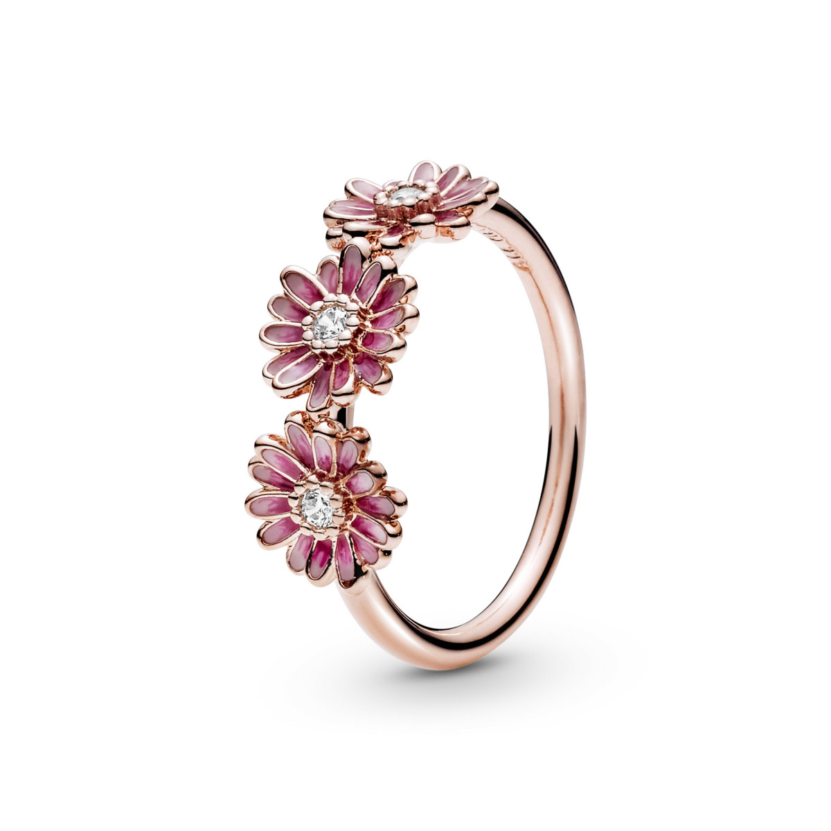 Pandora Anillo Trío Margaritas Rosas - 188792C01