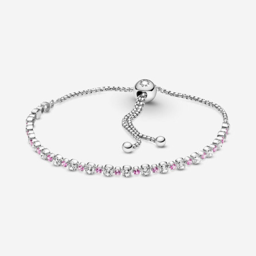 Pulsera rosa y transparente brillante con cierre deslizante - 599377C02