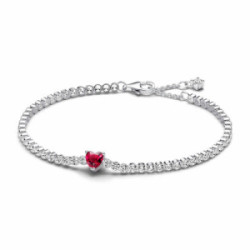 Pulsera Tenis Corazón Brillante Rojo - 590041C02