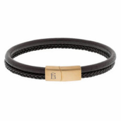 Pulsera de cuero Denby marrón/oro - LBD012