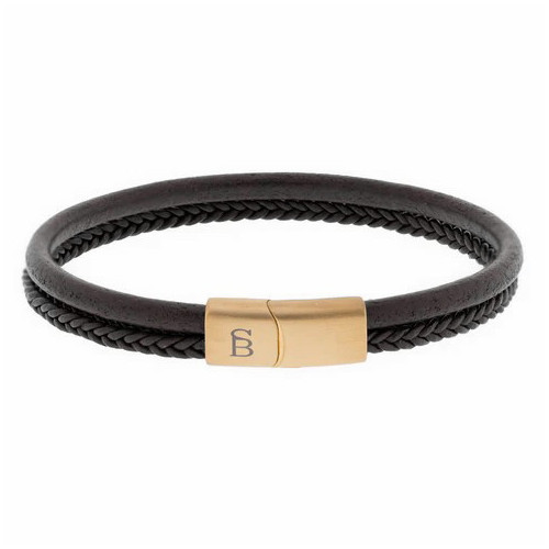 Pulsera de cuero Denby marrón/oro - LBD012