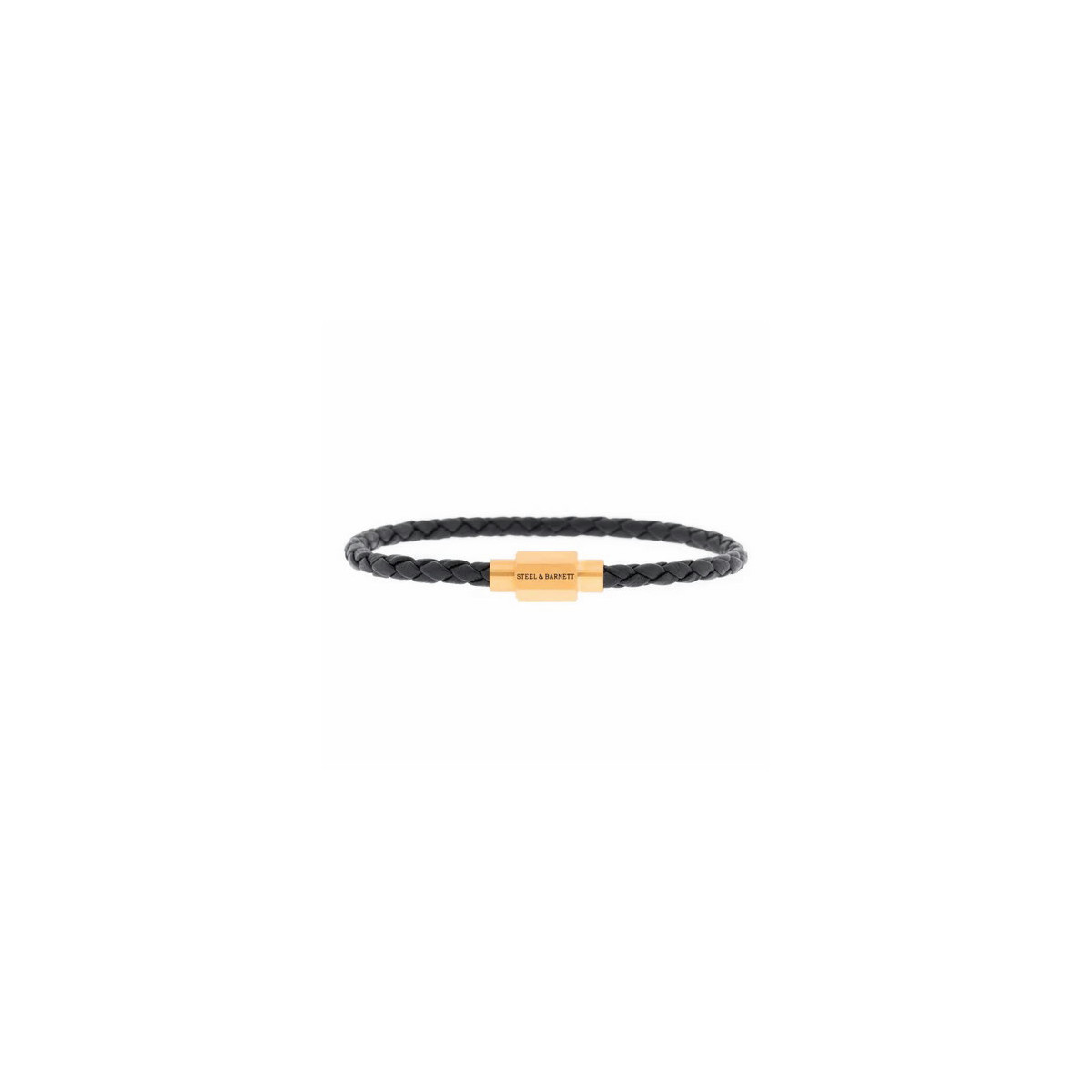 Pulsera de cuero napa Luke Landon negra/oro - LBLL002