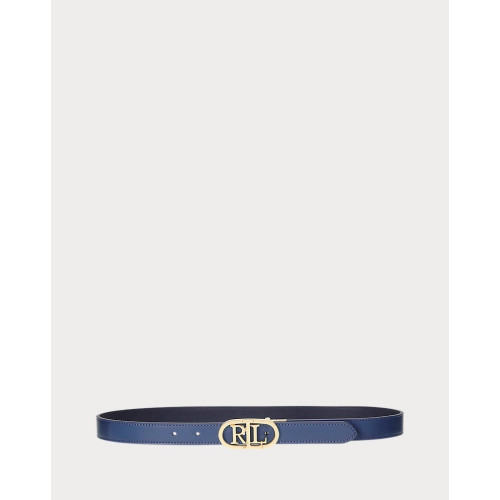 Cinturón reversible de piel con logotipo Azure Navy - 412883714016