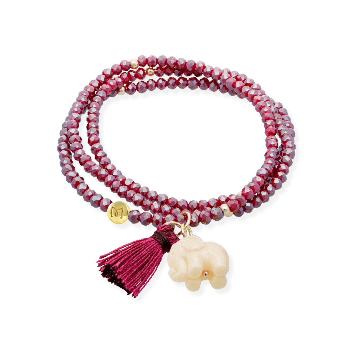 Pulsera Zen Marina García Elefante Burgundy