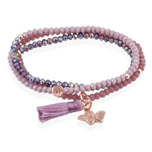 Pulsera Zen Burdeos Angelito en oro rosa