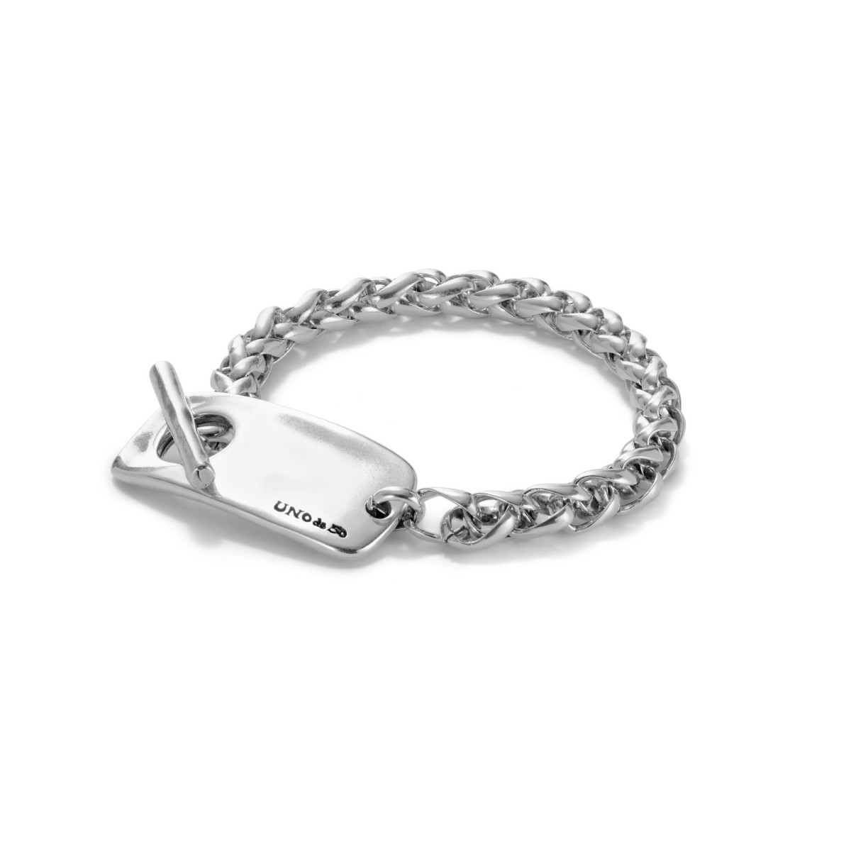 Pulsera de cadena bañada en plata de ley con pieza ajustable central