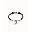 Pulsera de cuero con cristal verde UNO DE 50