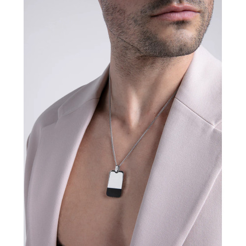 Collar de acero con colgante de placa de acero e Ip negro Viceroy