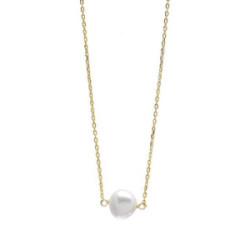 Collar Perla Natural Plata Dorada Salvatore Plata