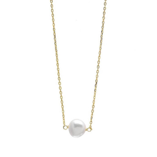 Collar Perla Natural Plata Dorada Salvatore Plata