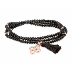 Pulsera Zen Negro Trébol Rosa