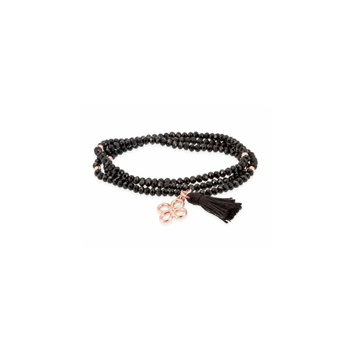 Pulsera Zen Negro Trébol Rosa