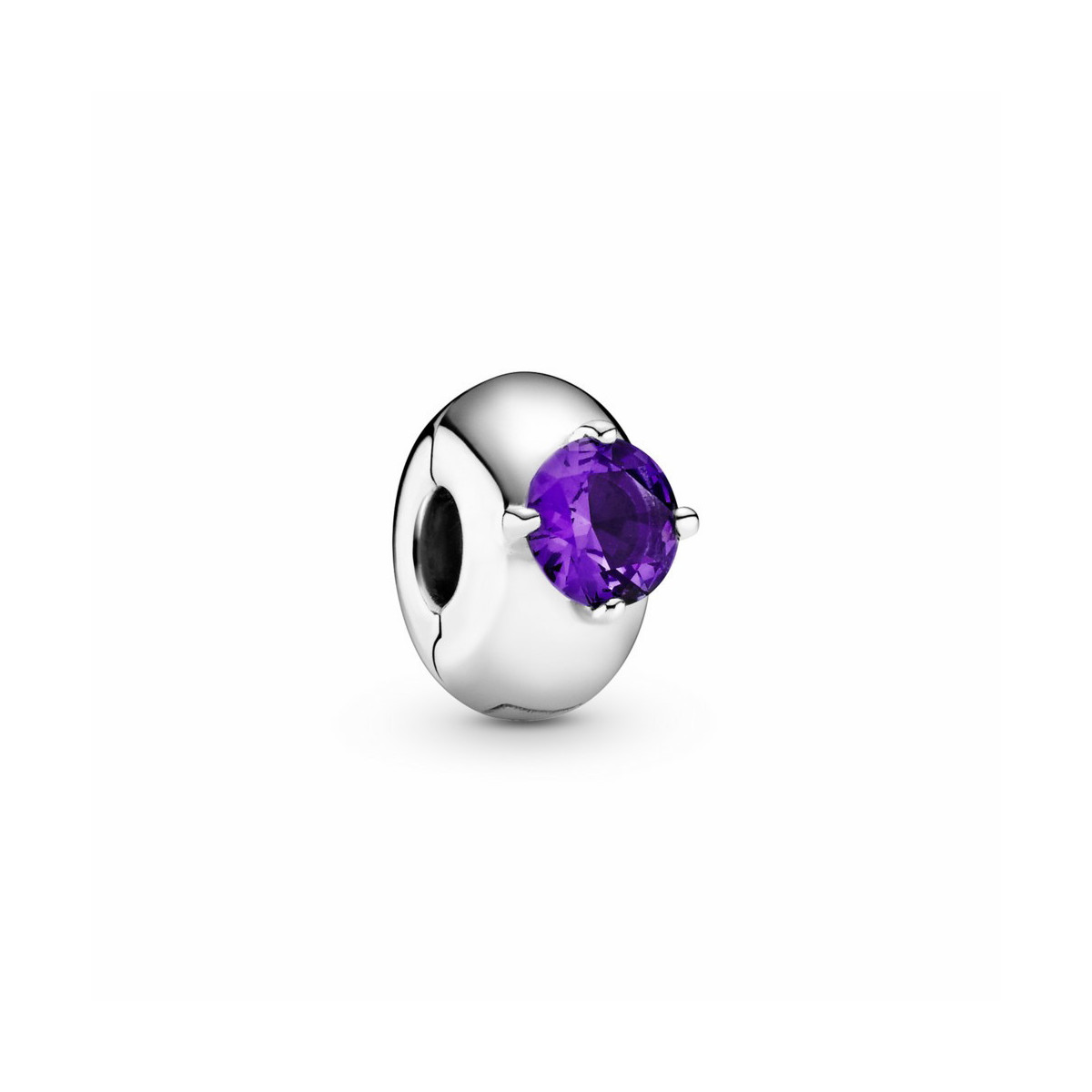 Pandora Clip Circulo Solitario Morado