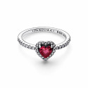 Pandora Anillo Corazón Rojo Nivelado Brillante - 198421C02