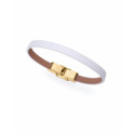 Pulsera personalizable de acero dorado con piel blanca VICEROY