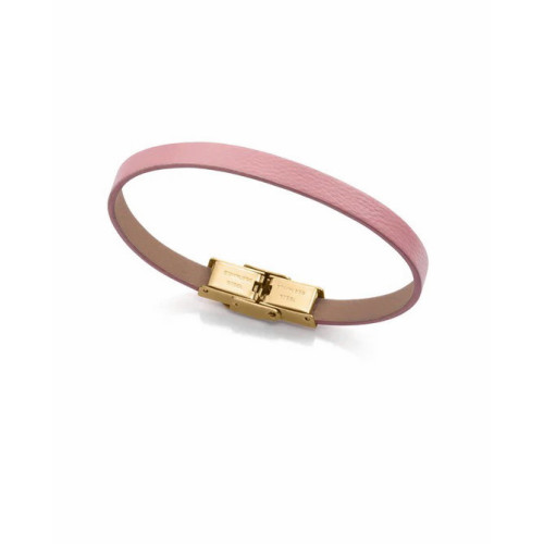 Pulsera personalizable de acero dorado con piel rosa VICEROY