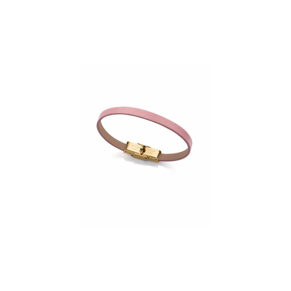 Pulsera personalizable de acero dorado con piel rosa VICEROY