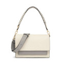 Bandolera mediana beige y gris Audree Saffiano