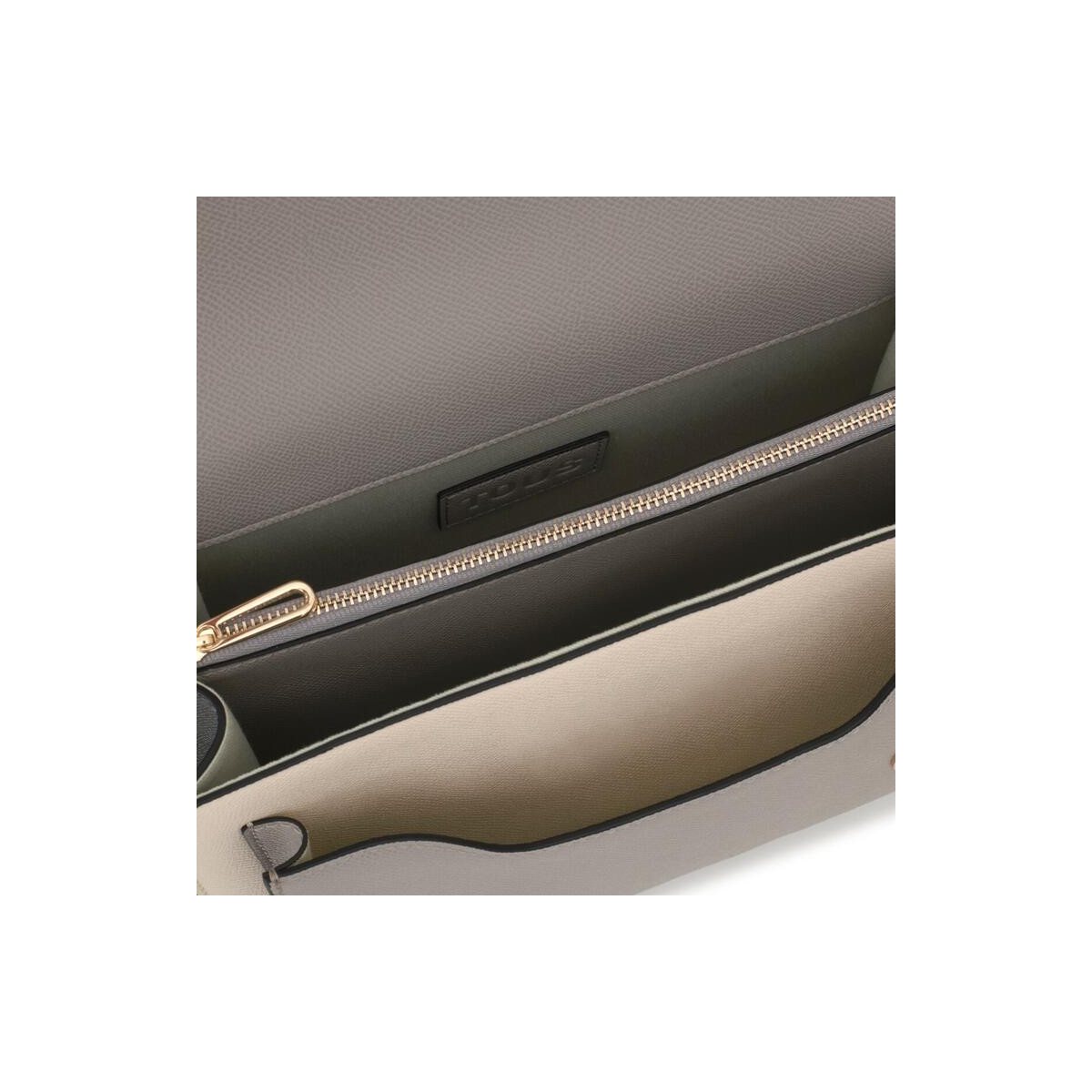 Bandolera mediana beige y gris Audree Saffiano