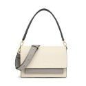 Bandolera mediana beige y gris Audree Saffiano